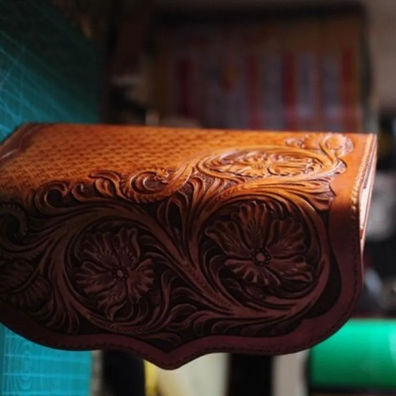 Handmade Leather Vintage Tooled Mens Long Wallet Cool Long Wallet for Men