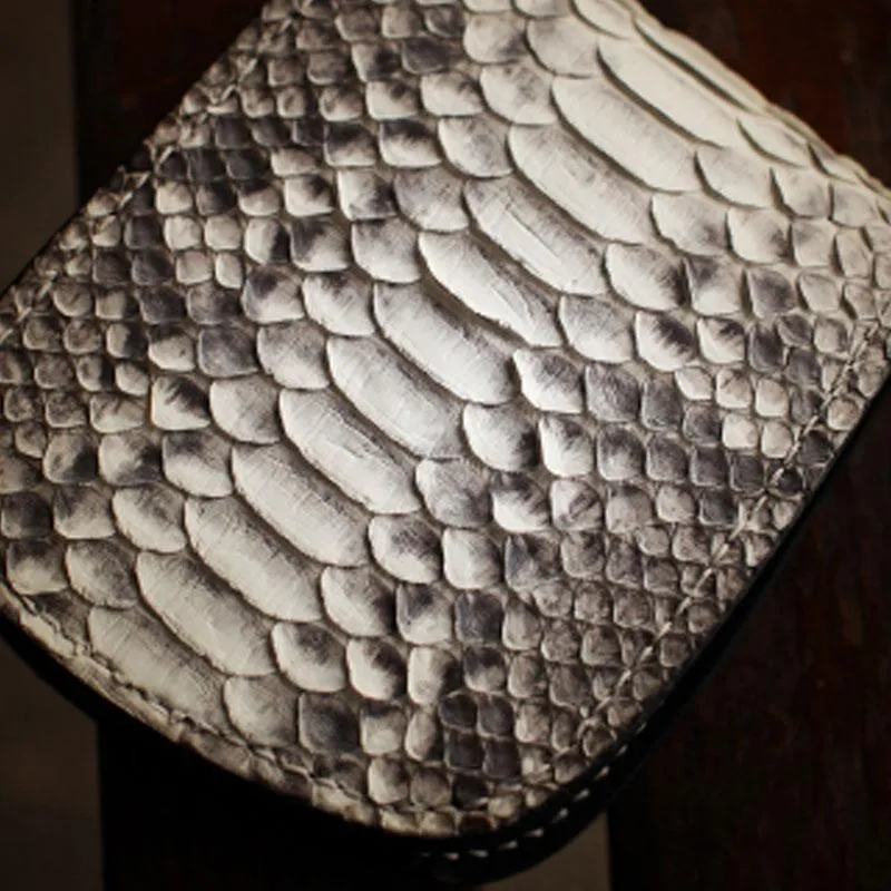 Handmade Leather Wallet Biker Wallet Snake Skin Wallet Cool Wallets for Men Biker Chain Wallet
