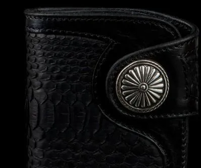 Handmade Leather Wallet Biker Wallet Snake Skin Wallet Cool Wallets for Men Biker Chain Wallet