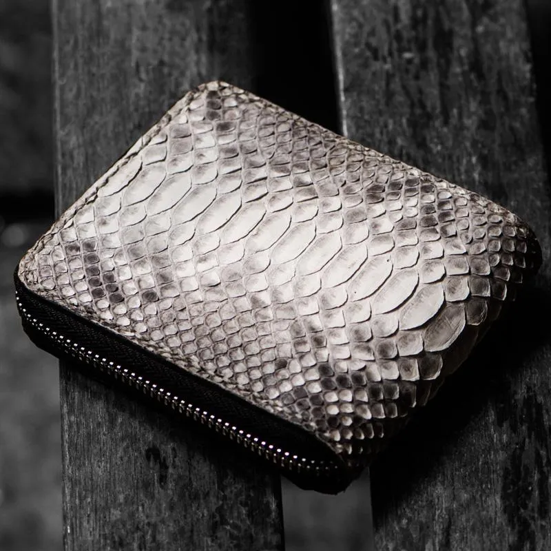 Handmade Leather Wallet Biker Wallet Snake Skin Wallet Cool Wallets for Men Biker Chain Wallet