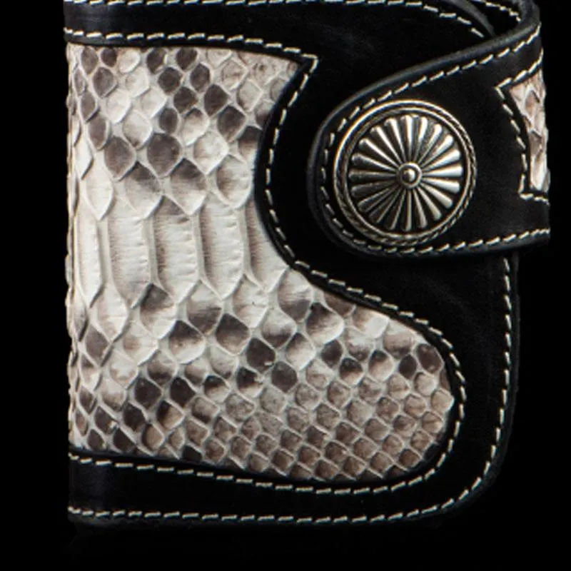 Handmade Leather Wallet Biker Wallet Snake Skin Wallet Cool Wallets for Men Biker Chain Wallet