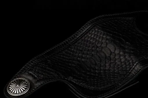 Handmade Leather Wallet Biker Wallet Snake Skin Wallet Cool Wallets for Men Biker Chain Wallet