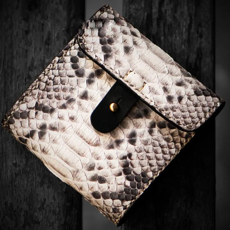 Handmade Leather Wallet Biker Wallet Snake Skin Wallet Cool Wallets for Men Biker Chain Wallet