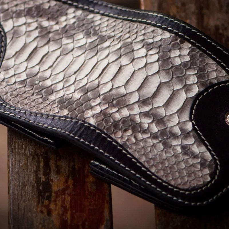 Handmade Leather Wallet Biker Wallet Snake Skin Wallet Cool Wallets for Men Biker Chain Wallet