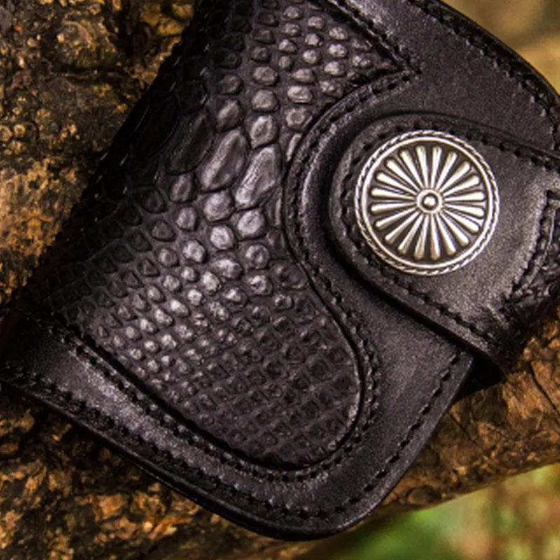 Handmade Leather Wallet Biker Wallet Snake Skin Wallet Cool Wallets for Men Biker Chain Wallet