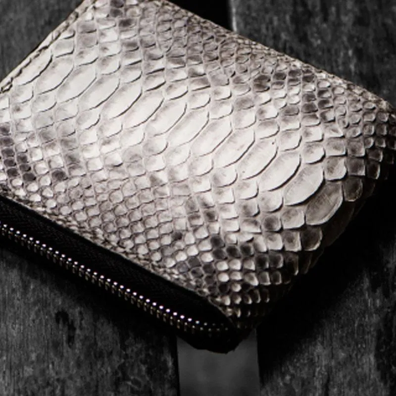 Handmade Leather Wallet Biker Wallet Snake Skin Wallet Cool Wallets for Men Biker Chain Wallet