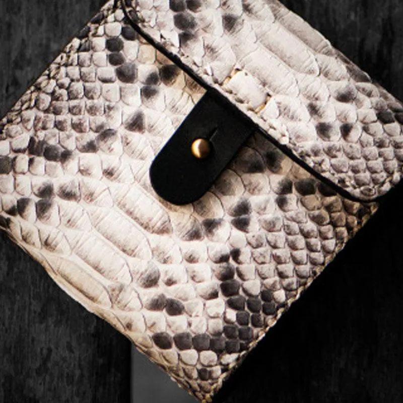 Handmade Leather Wallet Biker Wallet Snake Skin Wallet Cool Wallets for Men Biker Chain Wallet