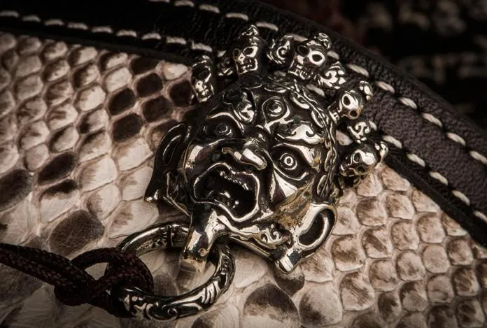 Handmade Leather Wallet Biker Wallet Snake Skin Wallet Cool Wallets for Men Biker Chain Wallet