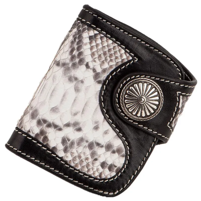 Handmade Leather Wallet Biker Wallet Snake Skin Wallet Cool Wallets for Men Biker Chain Wallet