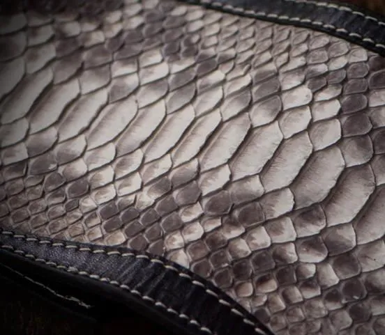 Handmade Leather Wallet Biker Wallet Snake Skin Wallet Cool Wallets for Men Biker Chain Wallet