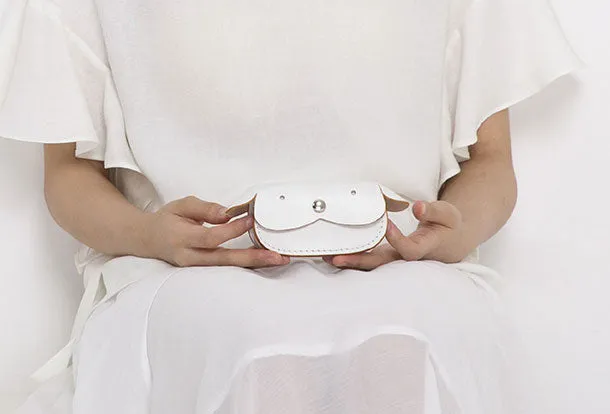 Handmade leather white dog cute billfold coin change wallet card wallet for women