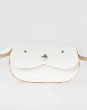 Handmade leather white dog cute billfold coin change wallet card wallet for women