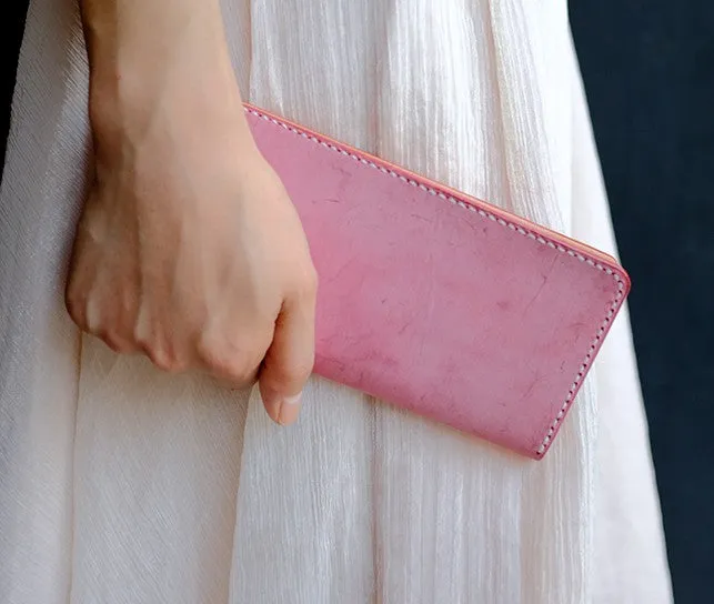 Handmade LEATHER Womens Long Wallet Leather Bifold Long Wallet FOR Women