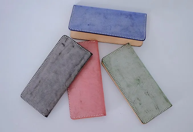 Handmade LEATHER Womens Long Wallet Leather Bifold Long Wallet FOR Women