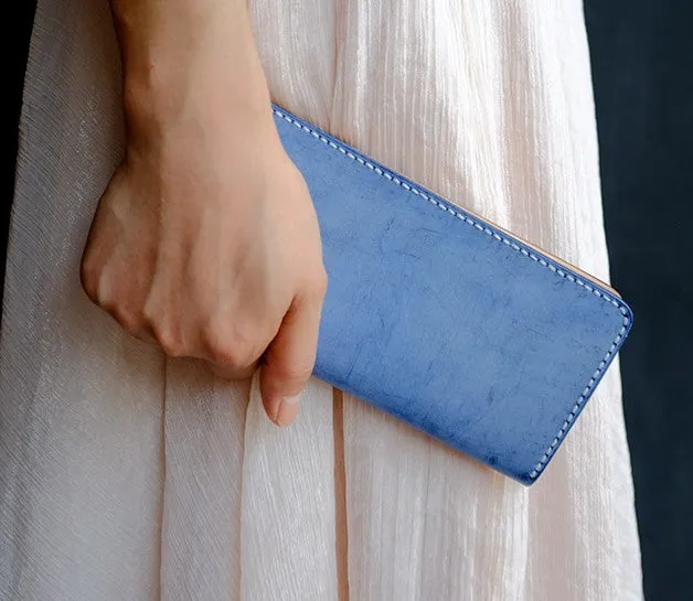 Handmade LEATHER Womens Long Wallet Leather Bifold Long Wallet FOR Women