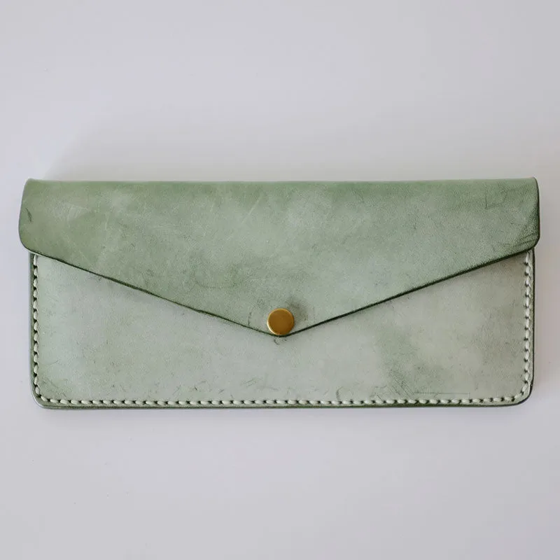 Handmade LEATHER Womens Long Wallet Leather Envelope Long Wallet FOR Women