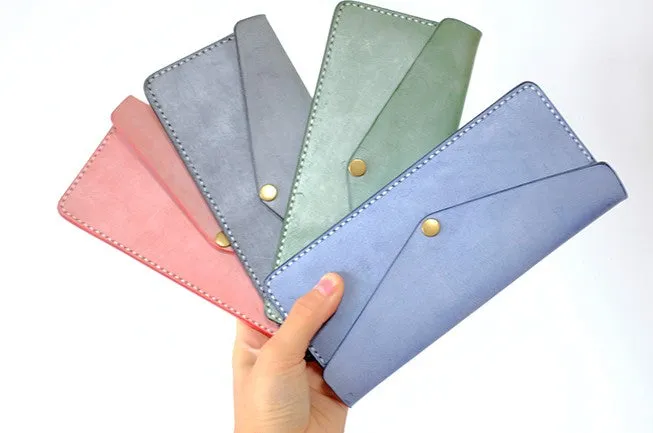 Handmade LEATHER Womens Long Wallet Leather Envelope Long Wallet FOR Women