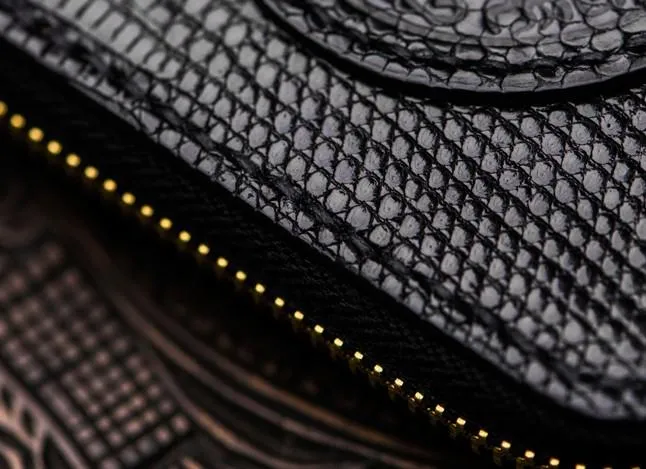 Handmade LIZARD SKIN Leather Black Biker Wallet Mens Cool billfold Chain Wallet Trucker Wallet with Chain