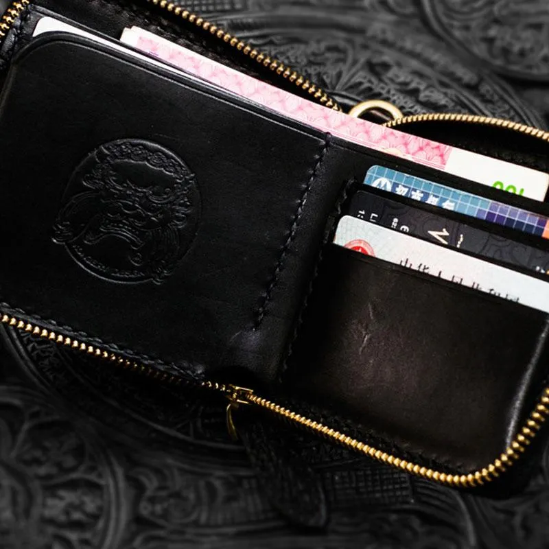 Handmade LIZARD SKIN Leather Black Biker Wallet Mens Cool billfold Chain Wallet Trucker Wallet with Chain
