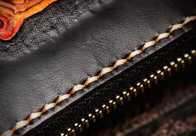 Handmade Mah???k???la Leather Brown Biker Wallet Mens Cool billfold Chain Wallet Trucker Wallet with Chain