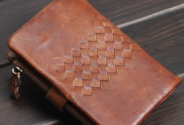 Handmade men billfold leather wallet men vintage gray brown wallet for him