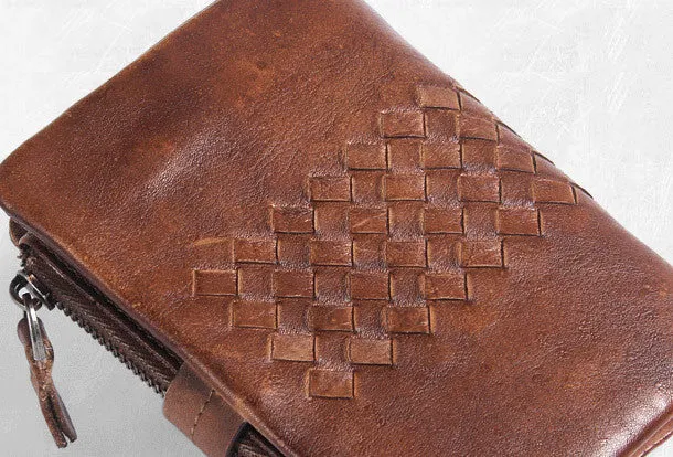 Handmade men billfold leather wallet men vintage gray brown wallet for him