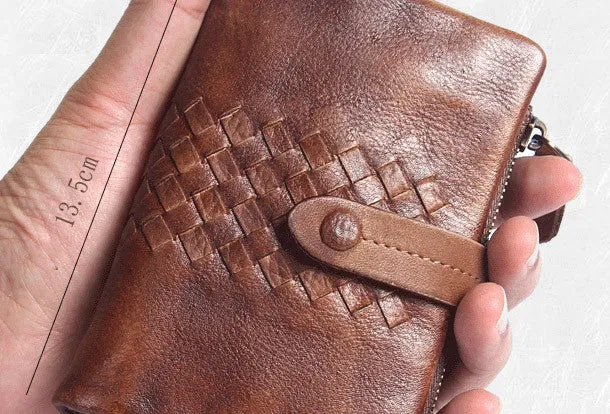 Handmade men billfold leather wallet men vintage gray brown wallet for him