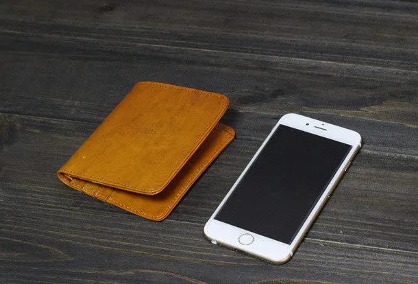 Handmade Men billfold leather wallet men vintage Wine Yellow card wallet for him