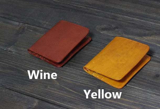 Handmade Men billfold leather wallet men vintage Wine Yellow card wallet for him