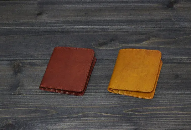 Handmade Men billfold leather wallet men vintage Wine Yellow card wallet for him