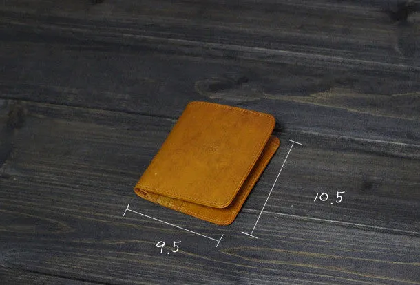 Handmade Men billfold leather wallet men vintage Wine Yellow card wallet for him