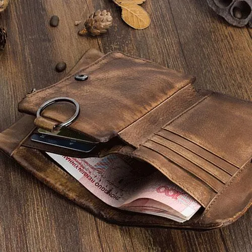 Handmade Mens Chain Biker Wallet Cool billfold Leather Wallet Men Small Wallet for Men
