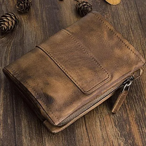 Handmade Mens Chain Biker Wallet Cool billfold Leather Wallet Men Small Wallet for Men