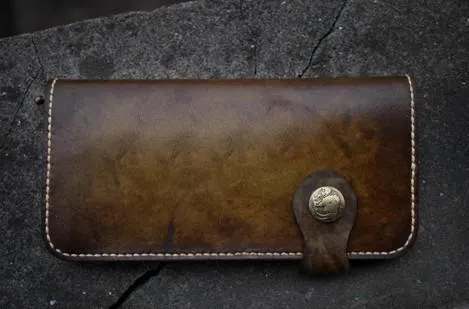 Handmade Mens Vintage Leather Long Biker Wallet Cool Long Chain Wallet for Men