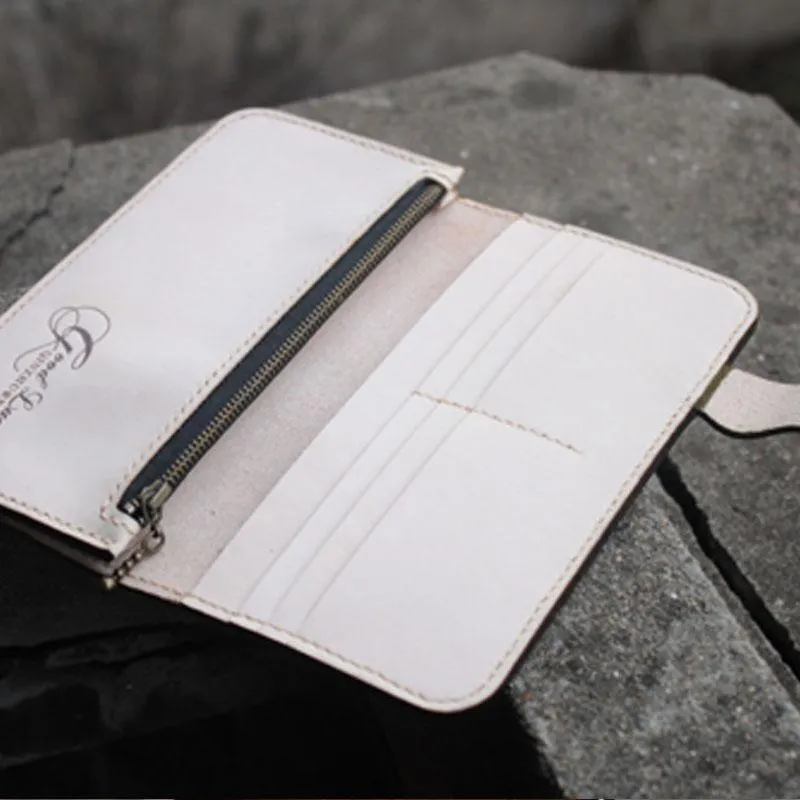 Handmade Mens Vintage Leather Long Biker Wallet Cool Long Chain Wallet for Men