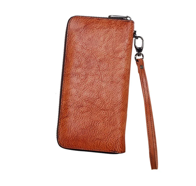 Handmade Sunflower Brown Leather Wristlet Wallet Womens Zip Around Wallets Sunflower Ladies Zipper Clutch Wallet for Women