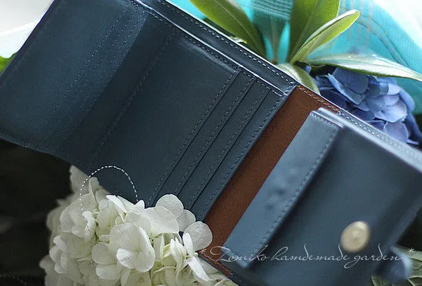 Handmade vintage custom sweet cute leather billfold trifold wallet for women/lady