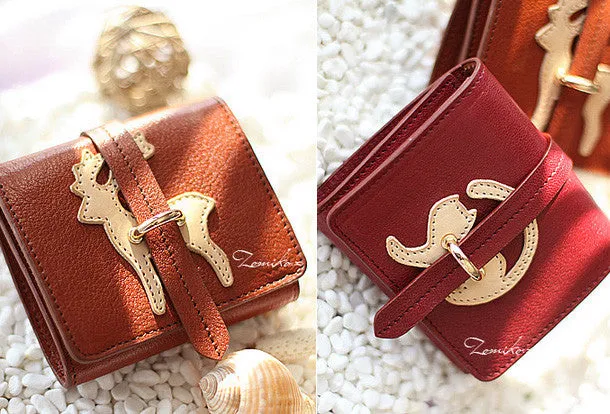 Handmade vintage custom sweet cute leather billfold trifold wallet for women/lady