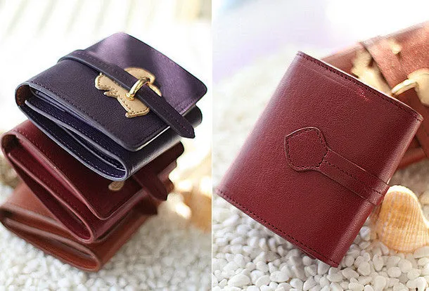 Handmade vintage custom sweet cute leather billfold trifold wallet for women/lady