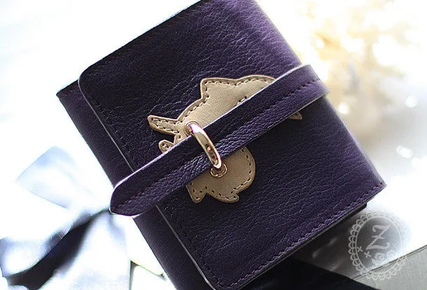 Handmade vintage custom sweet cute leather billfold trifold wallet for women/lady