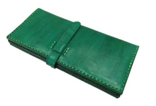 Handmade vintage purse leather wallet long phone wallet clutch wallet beige women