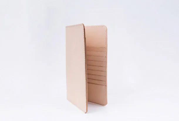 Handmade women long leather passport wallet beige vintage brown black green