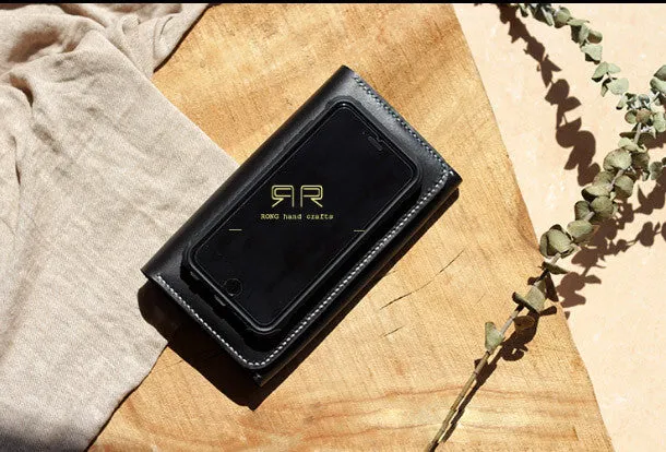 Handmade Womens leather bifold clutch Wallet long wallet clutch for women
