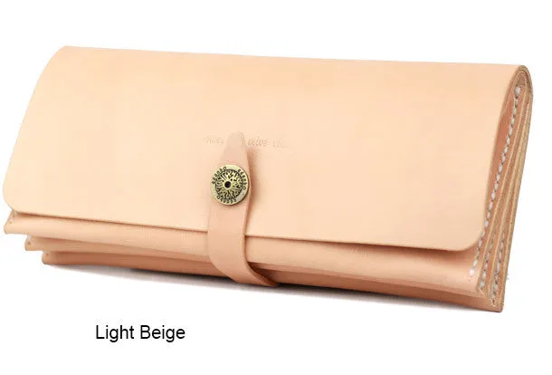 Handmade yellow modern minimalist leather phone clutch long wallet for women