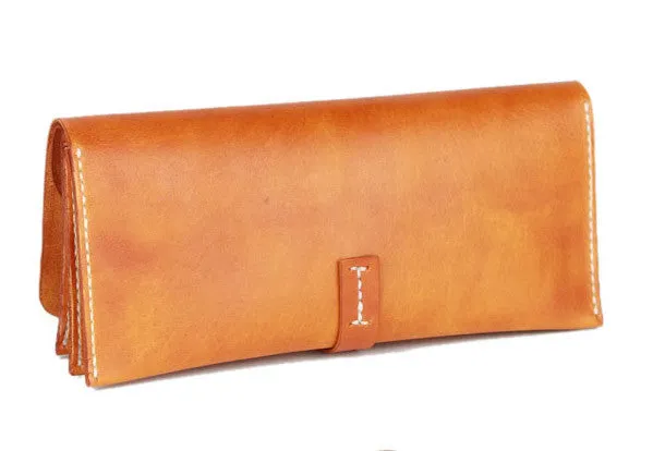 Handmade yellow modern minimalist leather phone clutch long wallet for women