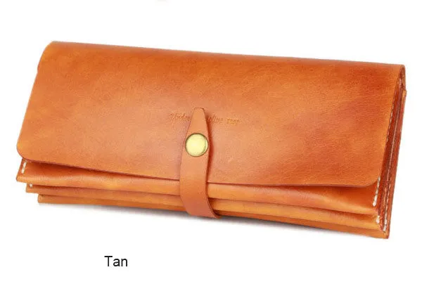 Handmade yellow modern minimalist leather phone clutch long wallet for women