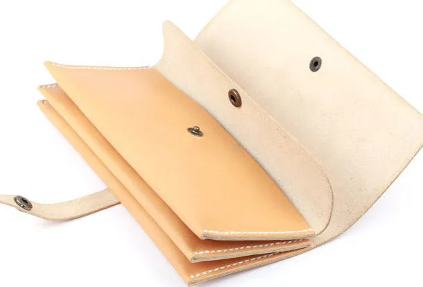 Handmade yellow modern minimalist leather phone clutch long wallet for women