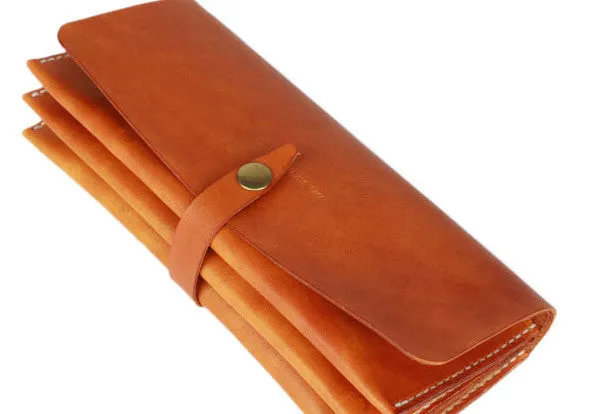 Handmade yellow modern minimalist leather phone clutch long wallet for women
