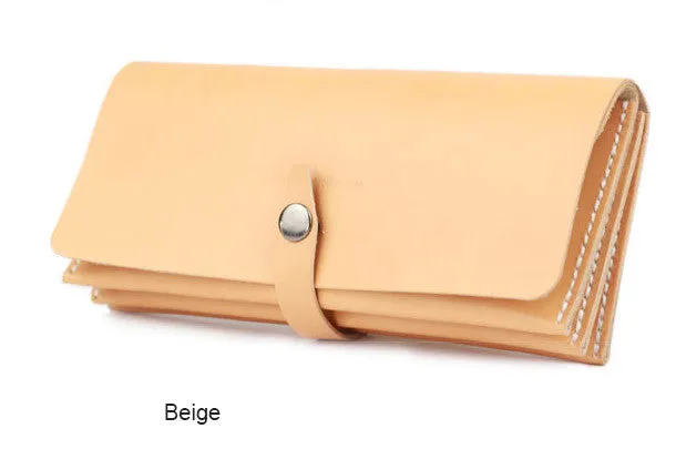 Handmade yellow modern minimalist leather phone clutch long wallet for women