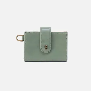Jean Accordian Card Case In Polished Leather - Jade